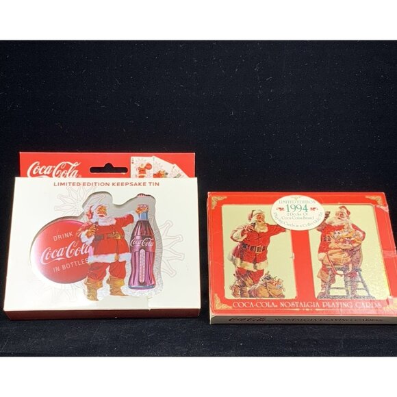 2 Coca-Cola Christmas Nostalgia Playing Cards 2008 1994 LE Keepsake Tins NOS Vtg - Picture 10 of 13